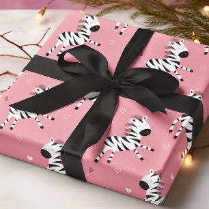 Cute Zebra Animal Girly Pink Pattern Wrapping Paper