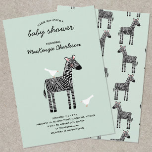 Cute Zebra Baby Shower Invitation
