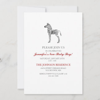 Cute Zebra Baby Shower Invitation