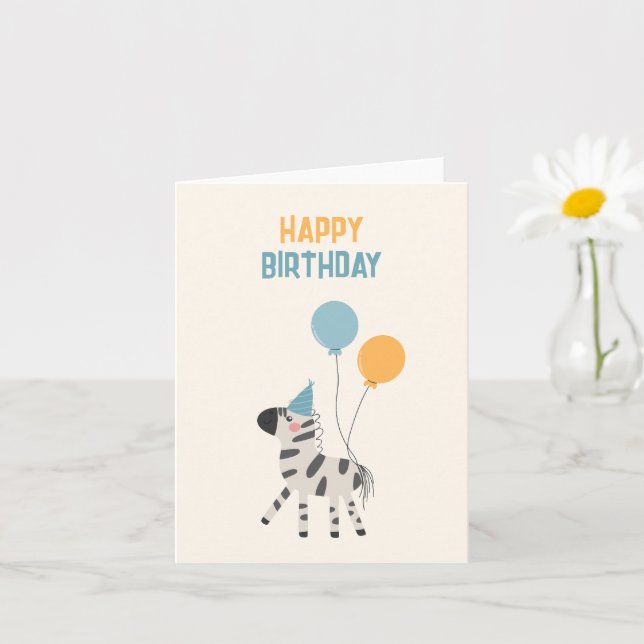 Cute zebra balloons card (Small Plant)