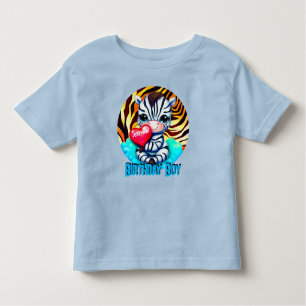 Cute Zebra Birthday Boy Toddler T-Shirt