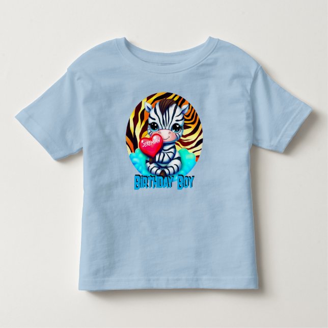 Cute Zebra Birthday Boy Toddler T-Shirt (Front)