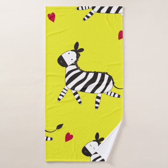Cute Zebra cartoon seamless pattern background ill Bath Towel (Bath Towel)