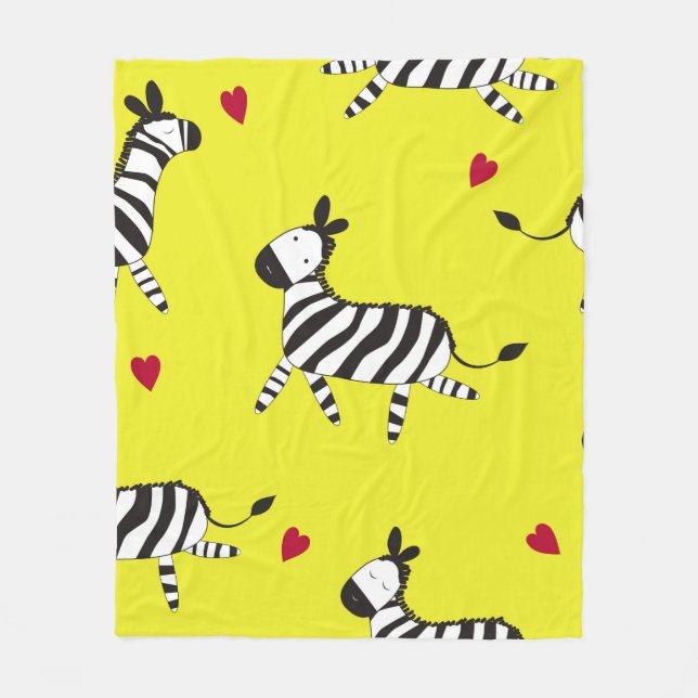 Cute Zebra cartoon seamless pattern background ill Fleece Blanket (Front)