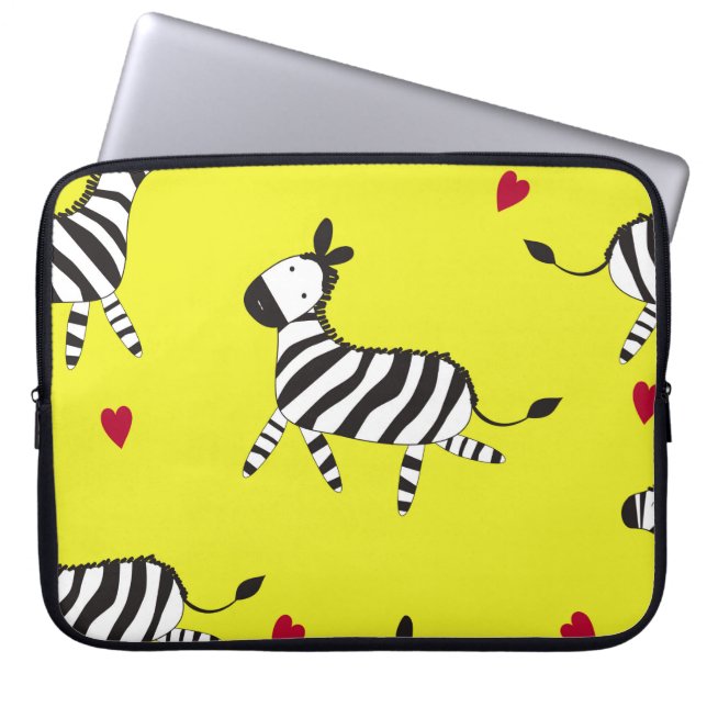 Cute Zebra cartoon seamless pattern background ill Laptop Sleeve (Front)