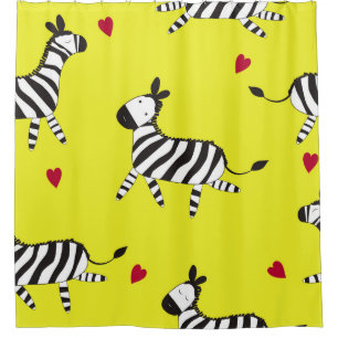 Cute Zebra cartoon seamless pattern background ill Shower Curtain