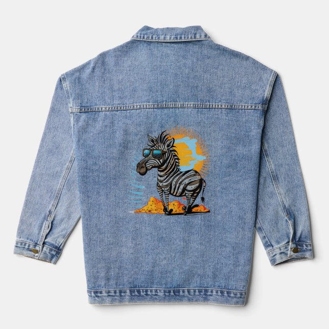 Cute Zebra Denim Jacket (Back)