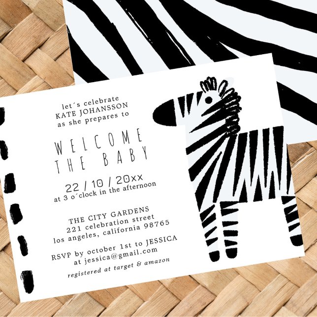 Cute Zebra Dusty Blue Boy Baby Shower Invitation (Creator Uploaded)