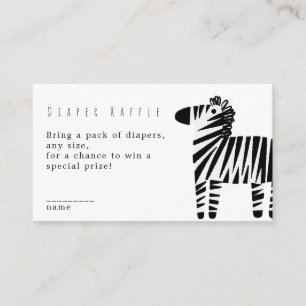 Cute Zebra Dusty Blue Boy Shower Diaper Raffle Enclosure Card