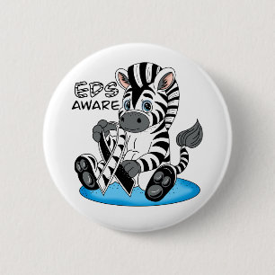  Cute Zebra EDS Awareness Ribbon 6 Cm Round Badge