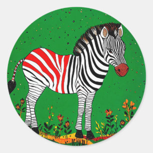 Cute zebra for Animal Lovers & Fun Gift 🦓✨ Classic Round Sticker
