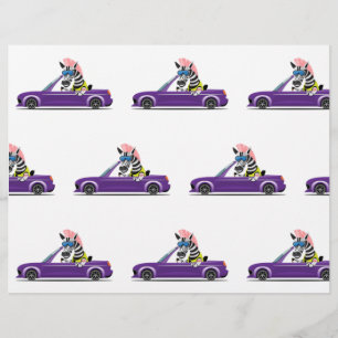 Cute Zebra in Purple Car  Flyer
