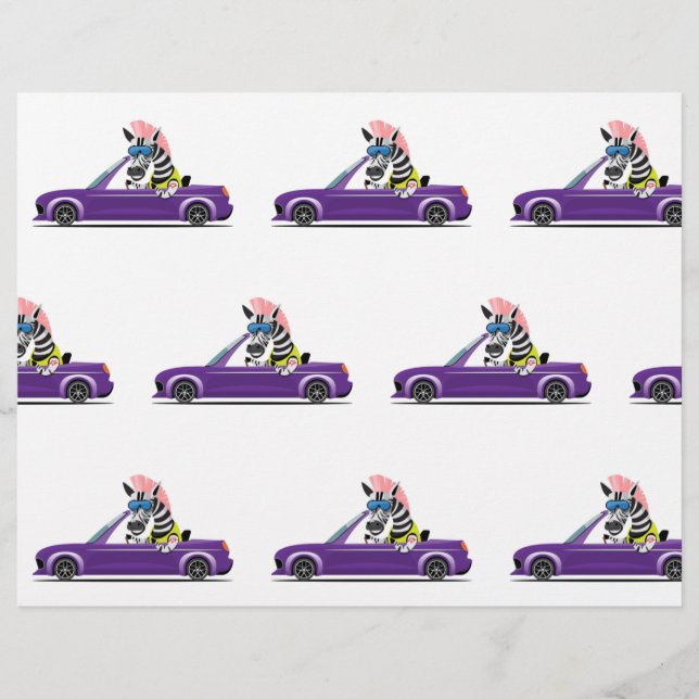 Cute Zebra in Purple Car  Flyer (Front)