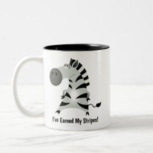 Cute Zebra: I've Earned My Stripes! Two-Tone Coffee Mug