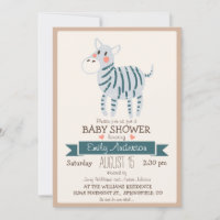 Cute Zebra, Jungle Zoo Animal Baby Shower