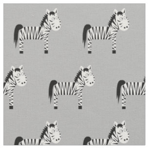 Cute Zebra Kid Baby Nursery Grey Fabric