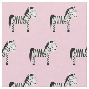 Cute Zebra Kid Baby Nursery Light Pink Fabric
