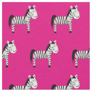 Cute Zebra Kid Baby Nursery Pink Fabric