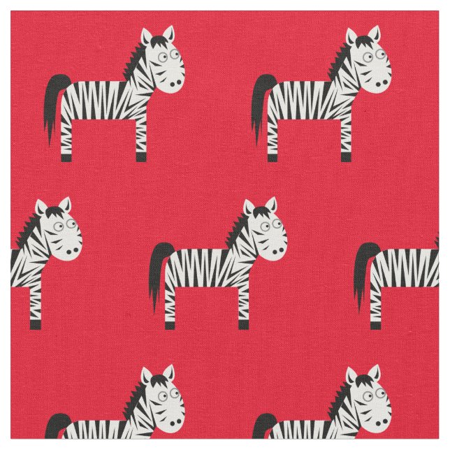 Cute Zebra Kid Baby Nursery Red Fabric (Close Up)
