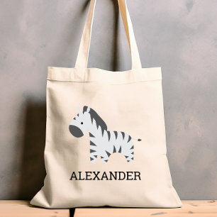 Cute Zebra Kids' Personalised Tote Bag