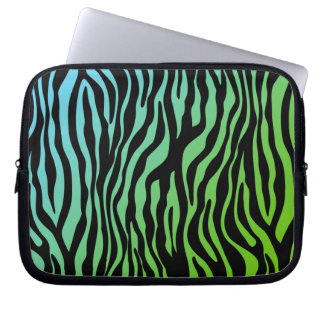 Cute Zebra laptop sleeve Black Blue Green