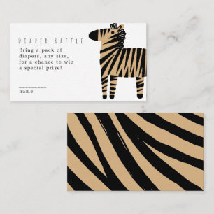 Cute Zebra Natural Baige Baby Shower Diaper Raffle Enclosure Card