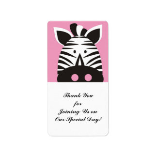 cute zebra on pink label