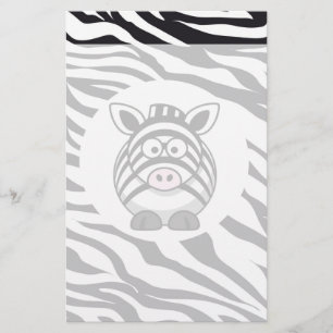 Cute Zebra on Zebra Print Zoo Animals Patterns Stationery