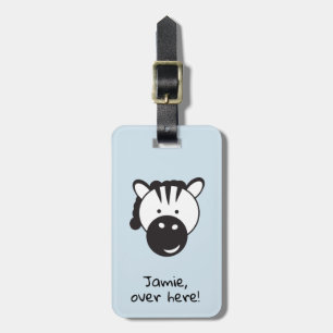 Cute Zebra   Over here   personalised Luggage Tag