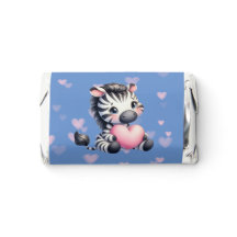 Cute Zebra Pink Heart Valentine