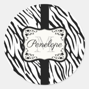 Cute Zebra Print Classic Round Sticker