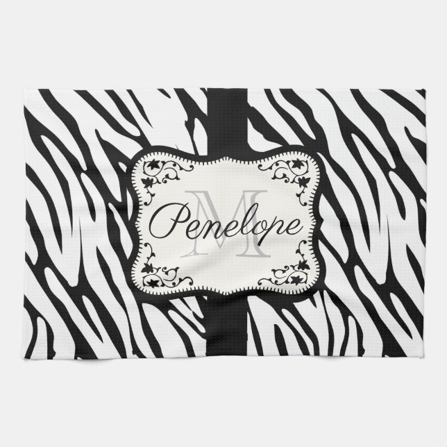 Cute Zebra Print Tea Towel (Horizontal)