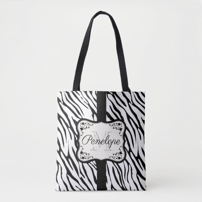 Cute Zebra Print Tote Bag (Front)
