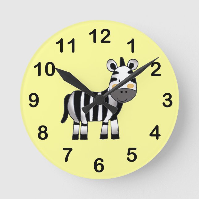 cute zebra round clock (Front)