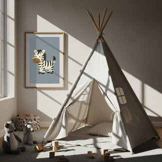 Cute Zebra Safari Nursery Wall Art