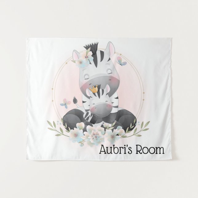 Cute Zebra Tapestry (Front (Horizontal))