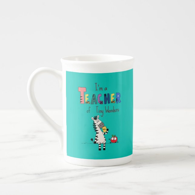 Cute Zebra Teacher  Bone China Mug (Left)