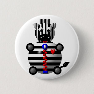 Cute zebra with a zipper 6 cm round badge