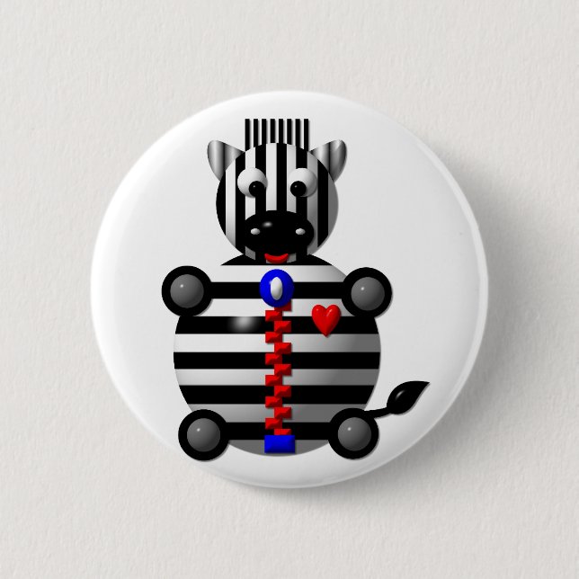 Cute zebra with a zipper 6 cm round badge (Front)