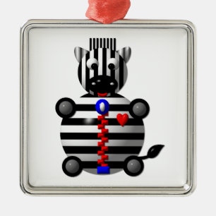 Cute zebra with a zipper metal tree decoration