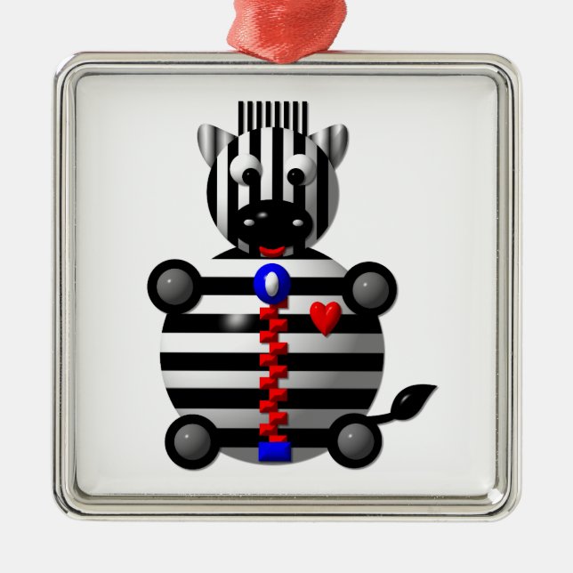 Cute zebra with a zipper metal tree decoration (Front)