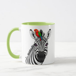 Cute Zebra with Bird Illustration Mug