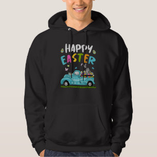 Cute Zebra With Bunny Ears Egg Hunting Truck Easte Hoodie