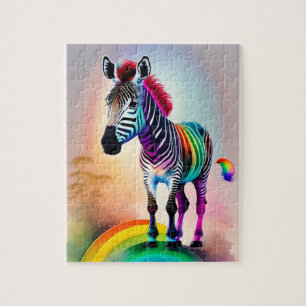 Cute Zebra With Rainbow Colours, Zebra Jigsaw Puzzle