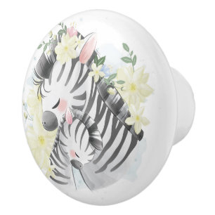 Cute Zebras Ceramic Knob