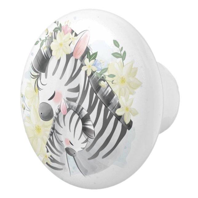 Cute Zebras  Ceramic Knob (Right)