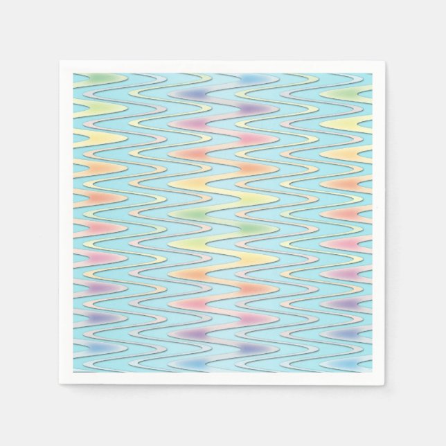 Cute Zigzag Pastel Rainbow Coloured Napkins (Front)