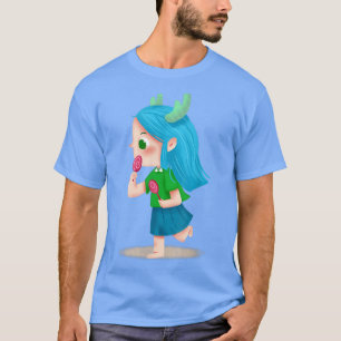 Cute Zodiac Little Girl Blue Dragon 139 T-Shirt