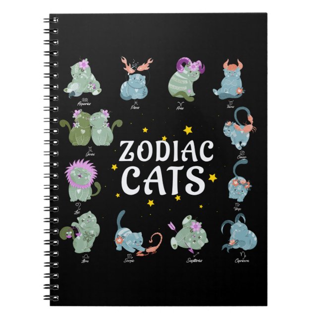 Cute Zodiac Sign Cat Lover Astrology Notebook (Front)