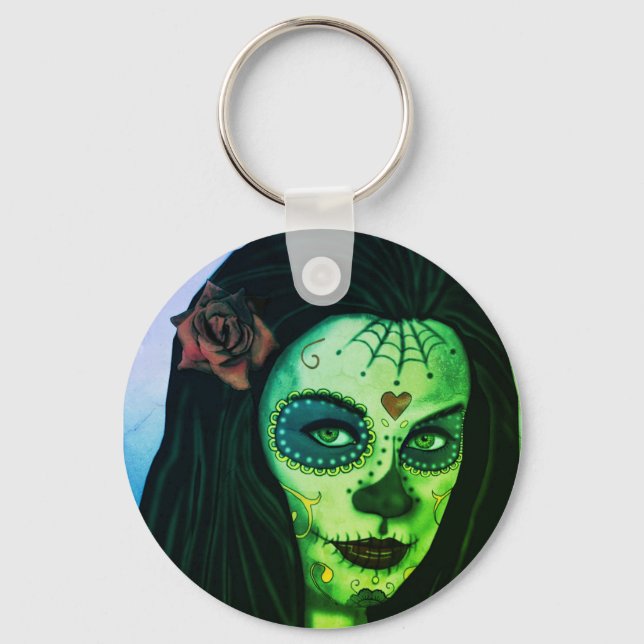Cute Zombie Gothic Girl Keychain (Front)
